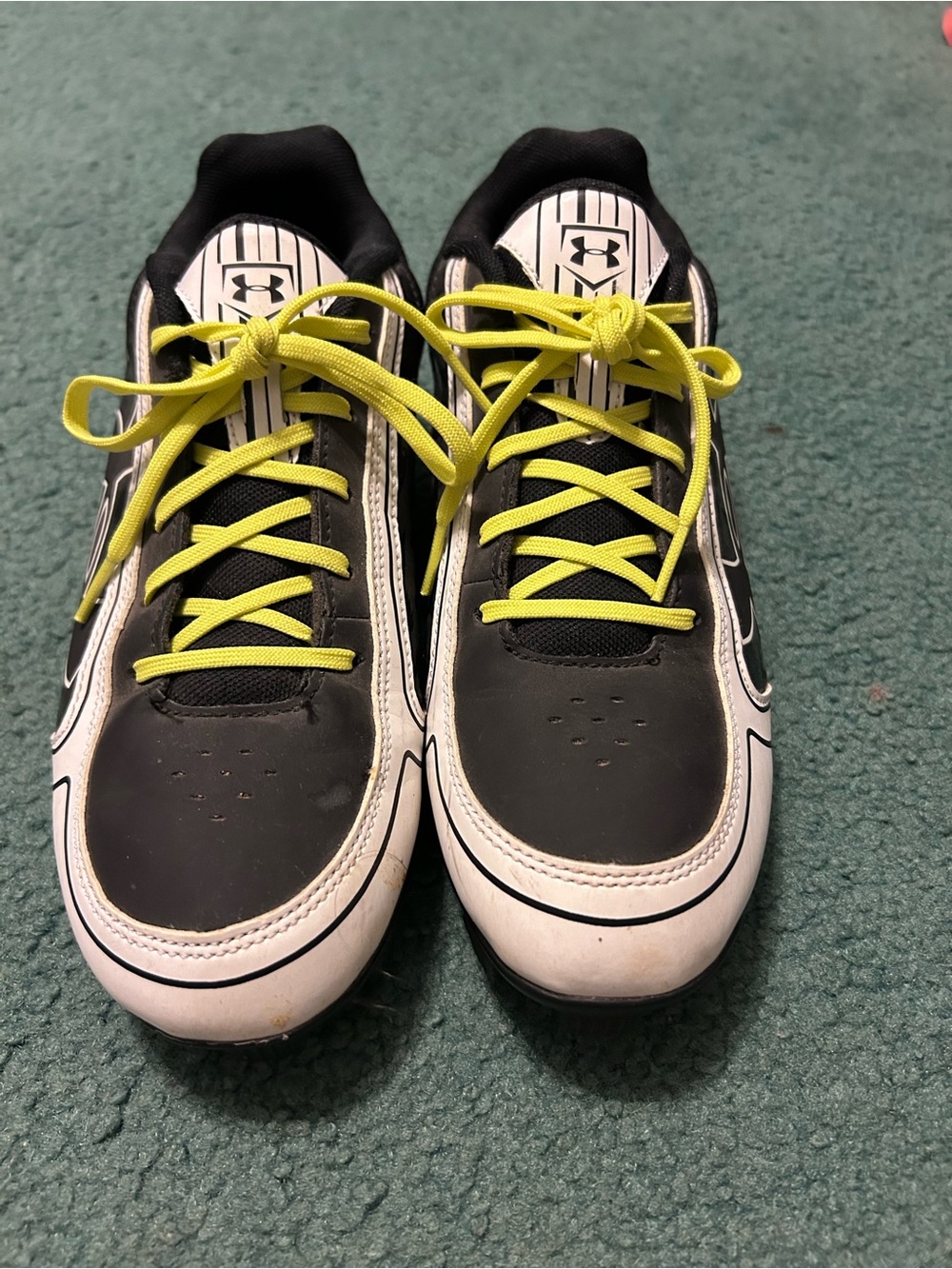 Under Armour Black & White Athletic Shoes with Neon Yellow Laces